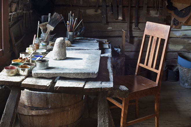 vintage studio painting table