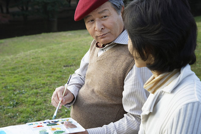 artists discussing watercolor painting technique
